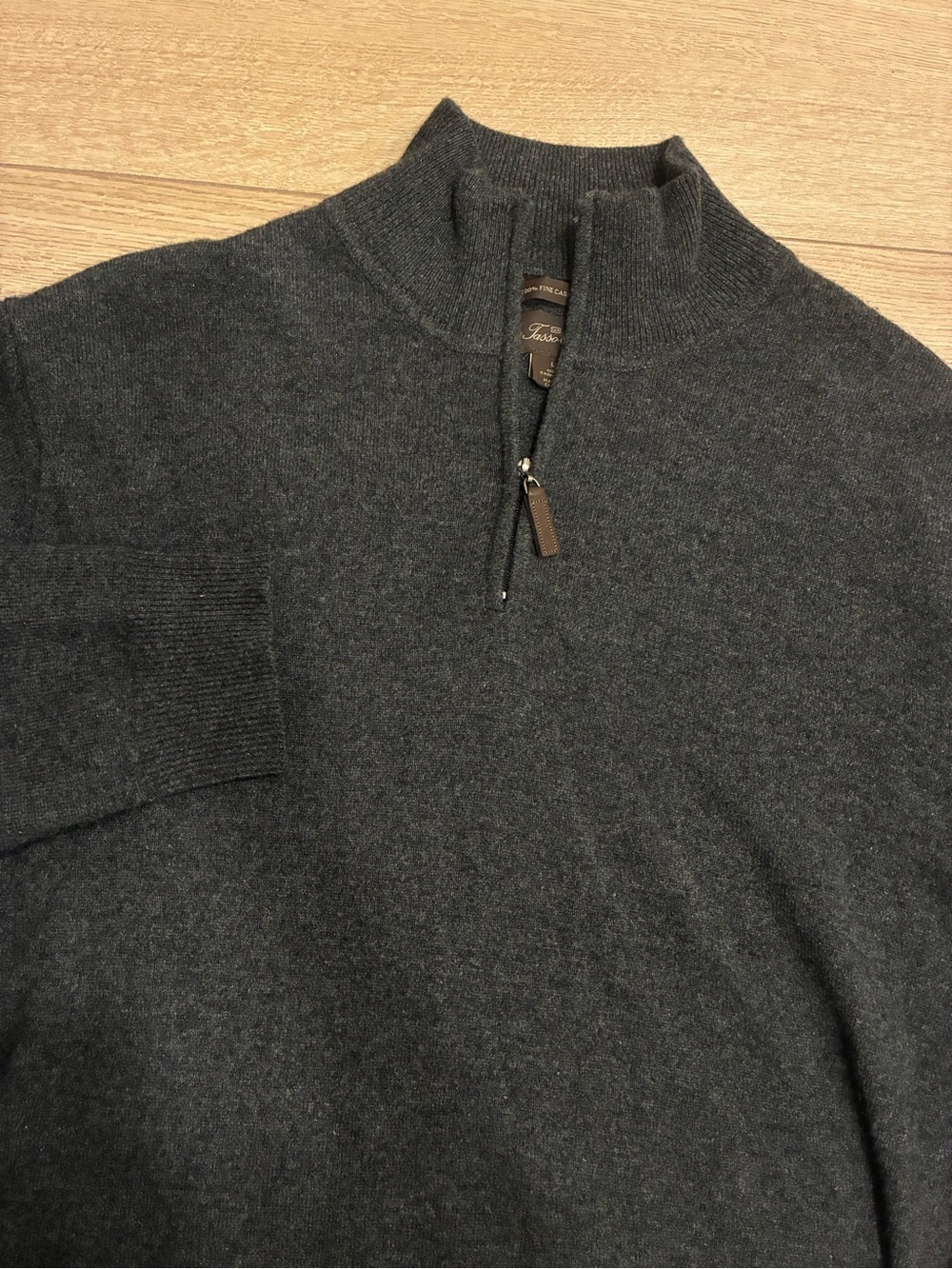 Tasso Elba Men’s 100% Cashmere Quarter Zip Sweater Gray Size L